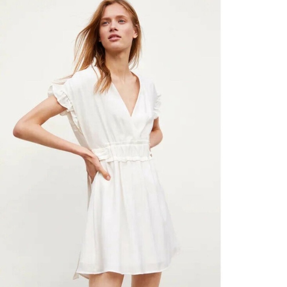 ZARA | V-Neck Side Tie Ruffle Blouse